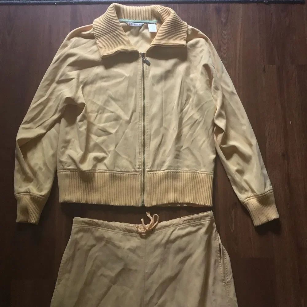 Vintage c.a.sport Yellow Silk Track Suit- READ all - Picture 3 of 9